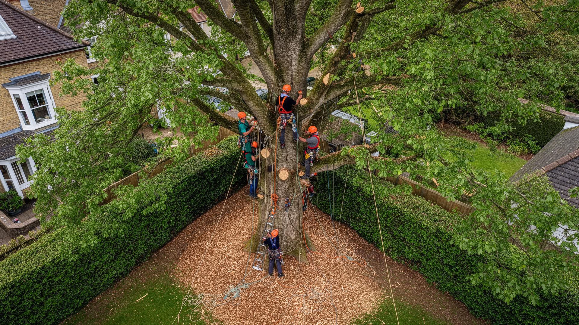 Professional tree surgery work in a woodland setting by Carpenters Tree Care